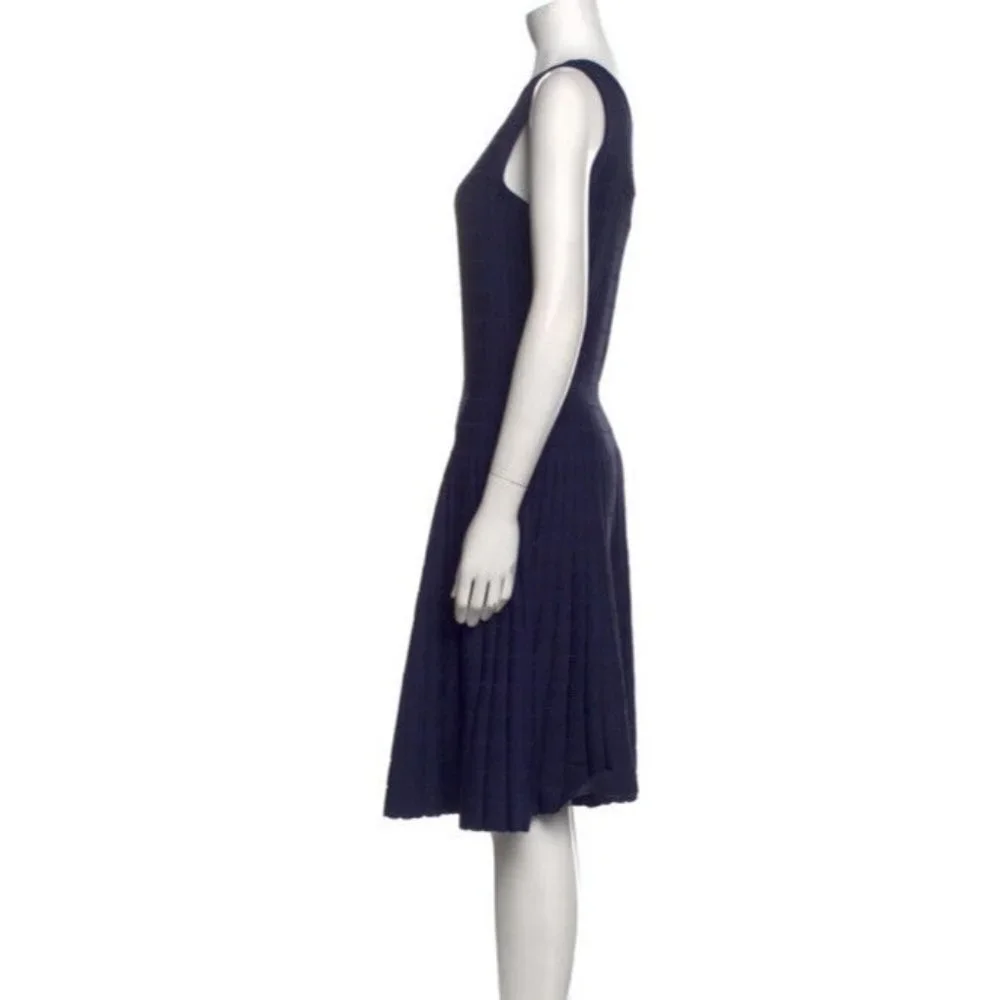 MICHAEL KORS One shoulder jacquard knit Blue dress Asymmetrical Stretch XXS NWT